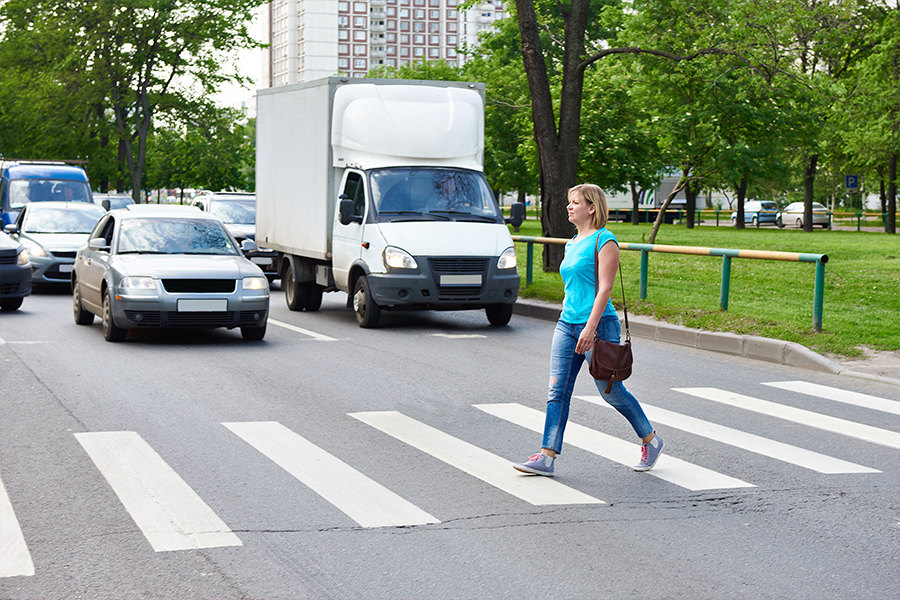 Pedestrian crossing the street