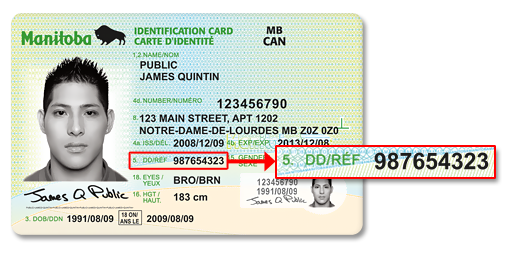 Location Of Document Number In Manitoba Identification Card